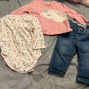NWOT EUC baby girls 3-6months clothes outfits Janie and Jack, old navy jeans,